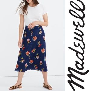 Silk Atrium Midi Skirt in Bird of Paradise